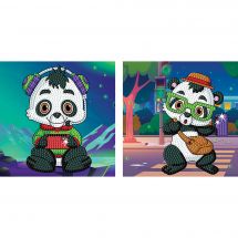 Kit de broderie Diamant enfant - Dotzies - Petits pandas - 2 designs