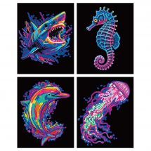 Kit de broderie Diamant - Dotzies - 4 designs animaux marins