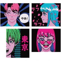Kit de broderie Diamant - Dotzies - 4 designs Anime Manga