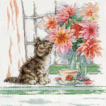 Kit broderie point de croix - Design works - Chaton curieux