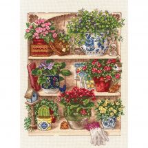 Kit broderie point de croix - Toison d'or - Étagère à fleurs
