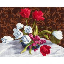 Kit broderie point de croix - Toison d'or - Tulipes blanches