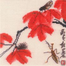 Kit point de croix - Toison d'or - Feuilles rouges
