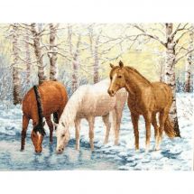 Kit broderie point de croix - Toison d'or - Les chevaux près de la rivière