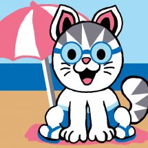 Kit de canevas pour enfant - Luc Créations - Chat à la plage