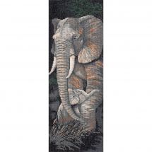 Kit point de croix - Lanarte - Éléphant avec petit - Aïda
