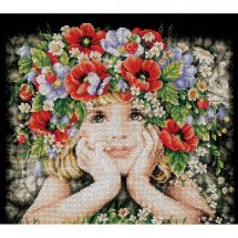 Kit point de croix - Lanarte - Fille aux fleurs