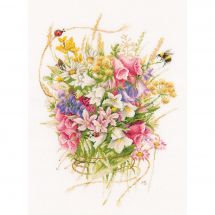 Kit broderie point de croix - Lanarte - Bouquet de fleurs d'été