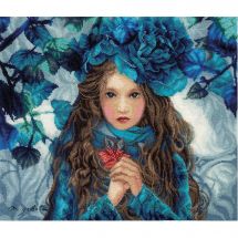 Kit broderie point de croix - Lanarte - Blue Flowers Girl