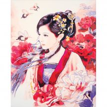 Kit de peinture par numéro - Lanarte - Femme asiatique en rose