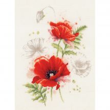 Kit broderie point de croix - Lanarte - Coquelicots