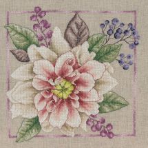 Kit broderie point de croix - Lanarte - Blanc florissant