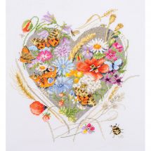 Kit broderie point de croix - Lanarte -  Coeur de fleurs