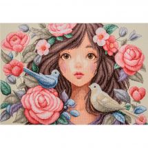 Kit broderie point de croix - Lanarte - Elle a plongé dans les roses
