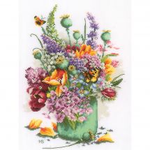 Kit broderie point de croix - Lanarte - Bouquet de fleurs 
