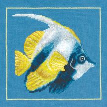 Kit broderie point de croix - Lanarte - Poisson d'angle jaune