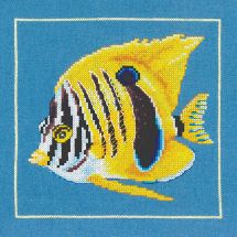 Kit broderie point de croix - Lanarte - Poisson zèbre jaune