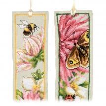Kit de marque-pages à broder - Lanarte - Dahlia rose