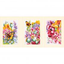 Kit de carte à broder  - Lanarte - Bouquet de fleurs