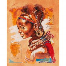 Kit broderie point de croix - Lanarte - Femme africaine