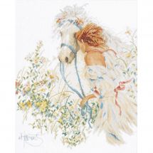 Kit broderie point de croix - Lanarte - Jeune fille et cheval