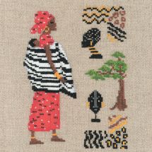 Kit broderie point de croix - Le Bonheur des Dames - Africaine en rouge