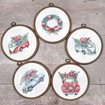 Kit point de croix - Letistitch - Voitures de Noël Rétros - 5 modèles à réaliser