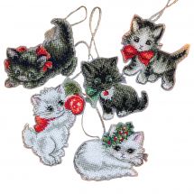 Kit d'ornement à broder - Letistitch - Figurines chatons de Noël