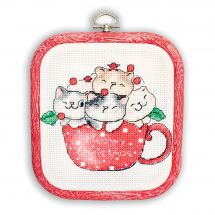 Kit broderie point de croix avec tambour - Letistitch - Meowy Christmas