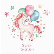 Kit broderie point de croix - Luca-S - Licorne avec ballons