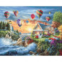 Kit point de croix - Luca-S - Ballons au-dessus du coucher de soleil