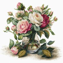 Kit broderie point de croix - Luca-S - Vase de roses