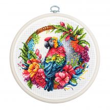 Kit broderie point de croix avec tambour - Luca-S - Le perroquet tropical