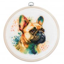 Kit broderie point de croix avec tambour - Luca-S - Bouledogue français