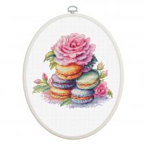 Kit broderie point de croix avec tambour - Luca-S - Macarons français