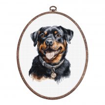 Kit broderie point de croix avec tambour - Luca-S - Rottweiler