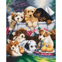 Kit broderie point de croix - Luca-S - Le bain des chiots