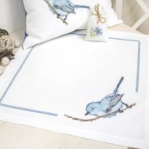 Kit de nappe à broder - Luca-S - Petit oiseau bleu