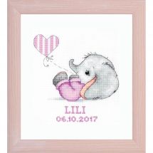 Kit point de croix - Luca-S - Bébé fille (cadre rose clair)