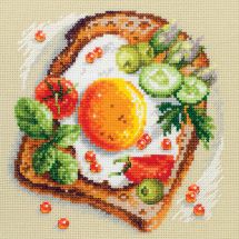 Kit broderie point de croix - Magic Needle - Toast oeuf frit