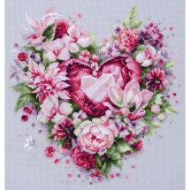 Kit broderie point de croix - Magic Needle - Coeur fleuri