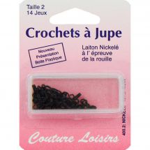 Crochets à jupe - Couture loisirs - 14 crochets noirs - Taille 2 