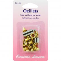 Oeillets et rivets - Couture loisirs - 20 oeillets - 10 mm coloris or