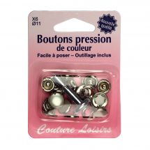 Boutons pression - Couture loisirs - 6 boutons pression perles + outil