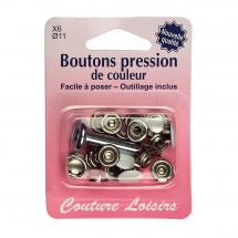 Boutons pression - Couture loisirs - 6 boutons pression blancs + outil