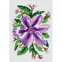 Kit broderie point de croix - Luc Créations - Fleur mauve