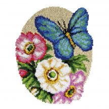Kit de tapis point noué - Orchidéa - Fleurs et papillon