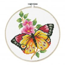 Kit broderie point de croix avec tambour - Ladybird - Bouquet du papillon