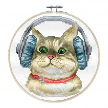 Kit broderie point de croix avec tambour - Ladybird - DJ Chaton