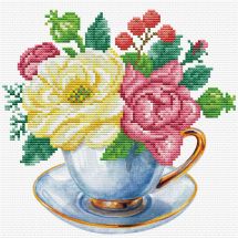 Kit broderie point de croix - Ladybird - Tasse bleue